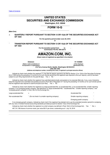 Thumbnail Amazon 10-Q Quarterly Report FY2018 