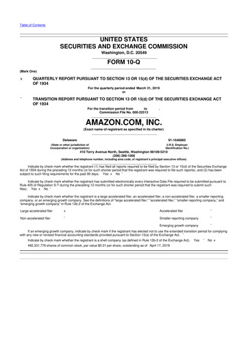 Thumbnail Amazon 10-Q Quarterly Report FY2019 