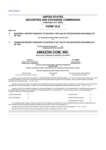 Thumbnail Amazon 10-Q Quarterly Report FY2019 