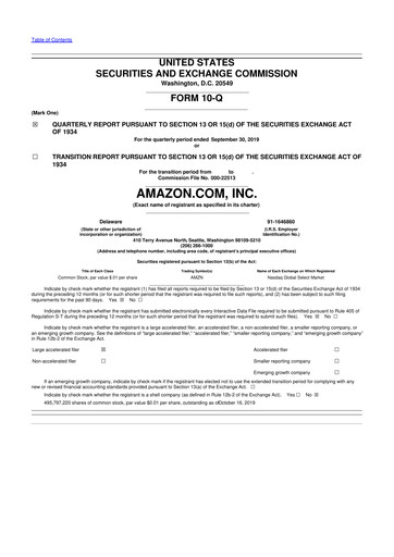 Thumbnail Amazon 10-Q Quarterly Report FY2019 