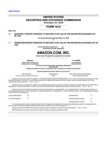 Thumbnail Amazon 10-Q Quarterly Report FY2020 