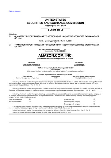 Thumbnail Amazon 10-Q Quarterly Report FY2022 