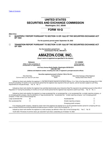 Thumbnail Amazon 10-Q Quarterly Report FY2022 