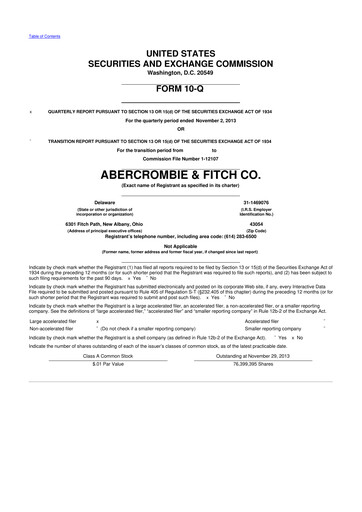 Thumbnail Abercrombie & Fitch 10-Q Quarterly Report FY2013 