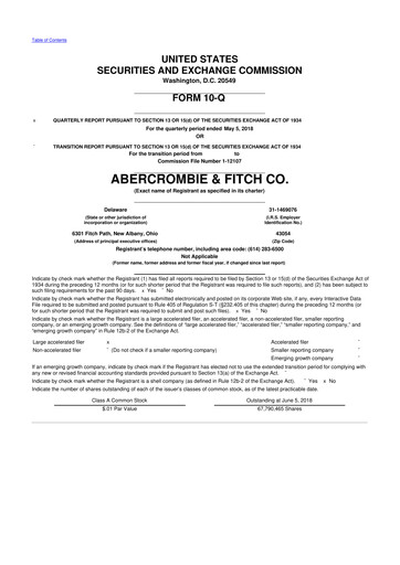 Thumbnail Abercrombie & Fitch 10-Q Quarterly Report FY2018 