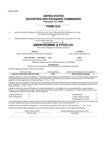 Thumbnail Abercrombie & Fitch 10-Q Quarterly Report FY2019 