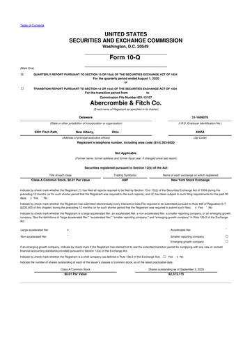 Thumbnail Abercrombie & Fitch 10-Q Quarterly Report FY2020 