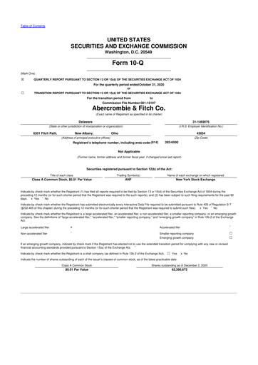 Thumbnail Abercrombie & Fitch 10-Q Quarterly Report FY2020 