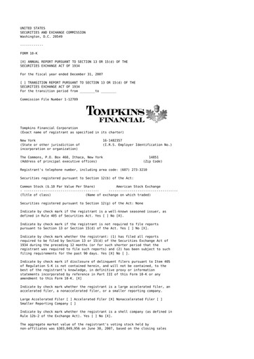 Thumbnail Tompkins Financial 10-K Annual Report 