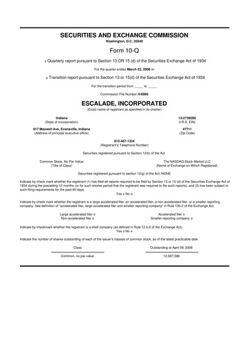 Thumbnail Escalade Sports 10-Q Quarterly Report FY 