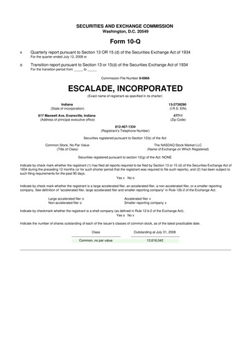 Thumbnail Escalade Sports 10-Q Quarterly Report FY 