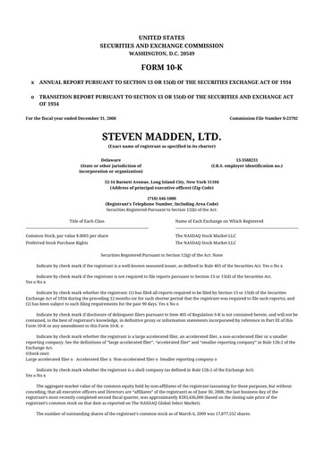 Thumbnail Steve Madden
 10-K Annual Report 