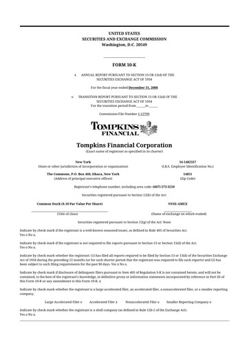 Thumbnail Tompkins Financial 10-K Annual Report 