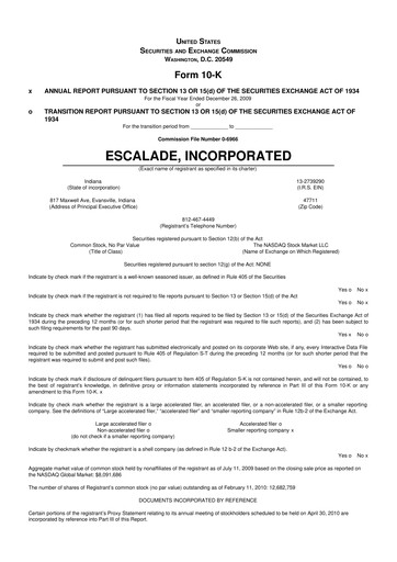 Thumbnail Escalade Sports 10-K Annual Report 