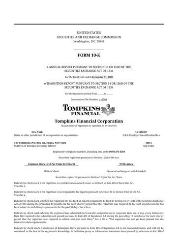 Thumbnail Tompkins Financial 10-K Annual Report 