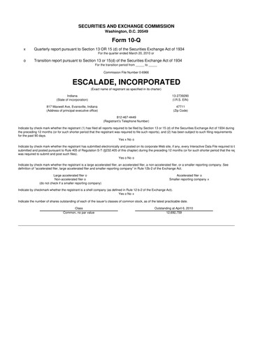 Thumbnail Escalade Sports 10-Q Quarterly Report FY 