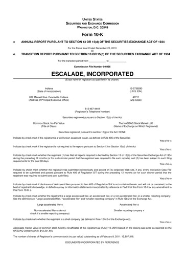 Thumbnail Escalade Sports 10-K Annual Report 