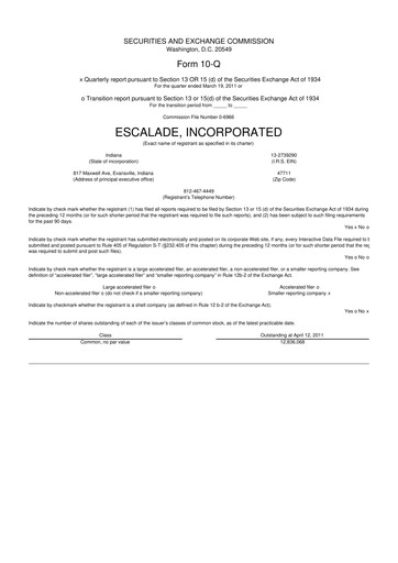 Thumbnail Escalade Sports 10-Q Quarterly Report FY 