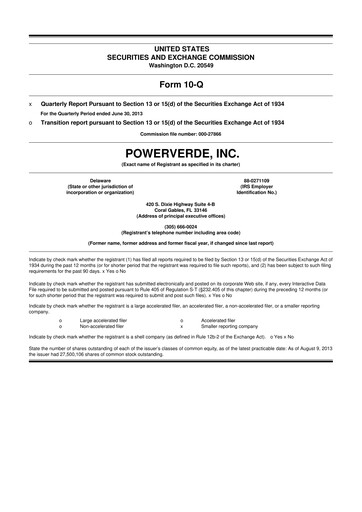 Miniature 374Water 10-Q Rapport trimestriel  