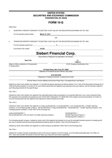 Vorschaubild Siebert Financial 10-Q Quartalsbericht 2017 