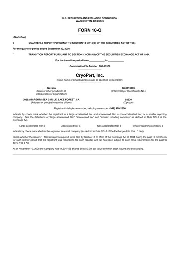 Thumbnail CryoPort 10-Q Quarterly Report FY 