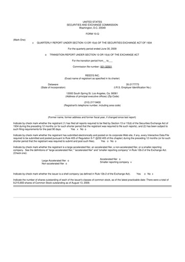 Vorschaubild Reed's, Inc. 10-Q Quartalsbericht  