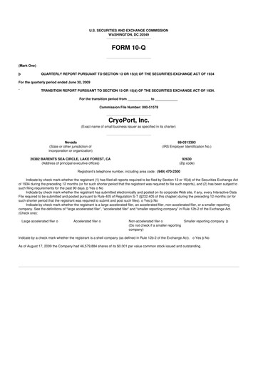 Thumbnail CryoPort 10-Q Quarterly Report FY 