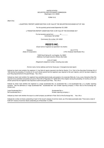 Vorschaubild Reed's, Inc. 10-Q Quartalsbericht  