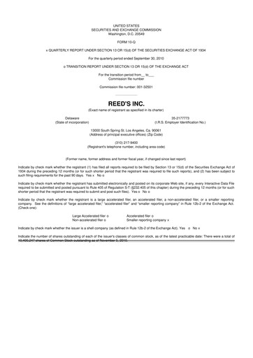 Vorschaubild Reed's, Inc. 10-Q Quartalsbericht  