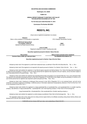 Miniature Reed's, Inc. 10-K Rapport annuel 