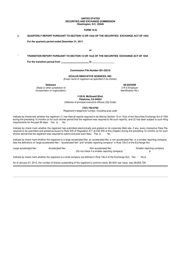 Vorschaubild Sonoma Pharmaceuticals 10-Q Quartalsbericht 2012 