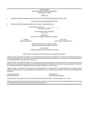 Vorschaubild Reed's, Inc. 10-Q Quartalsbericht  