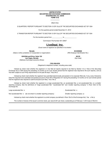 Thumbnail Live Ventures 10-Q Quarterly Report FY2013 