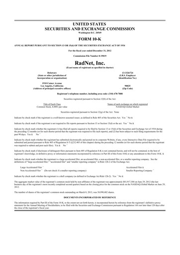 Thumbnail RadNet 10-K Annual Report 2012