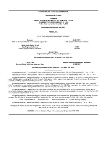 Miniature Reed's, Inc. 10-K Rapport annuel 2012