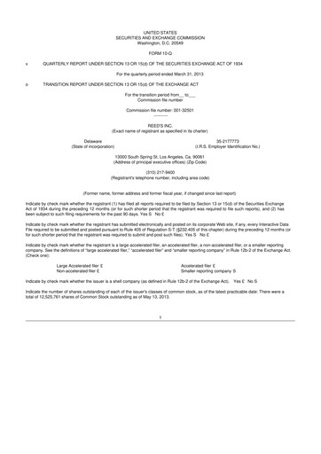 Vorschaubild Reed's, Inc. 10-Q Quartalsbericht  