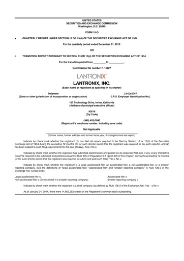 Thumbnail Lantronix 10-Q Quarterly Report FY2014 
