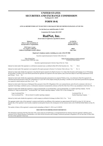 Thumbnail RadNet 10-K Annual Report 2013