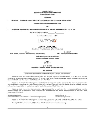 Thumbnail Lantronix 10-Q Quarterly Report FY2014 