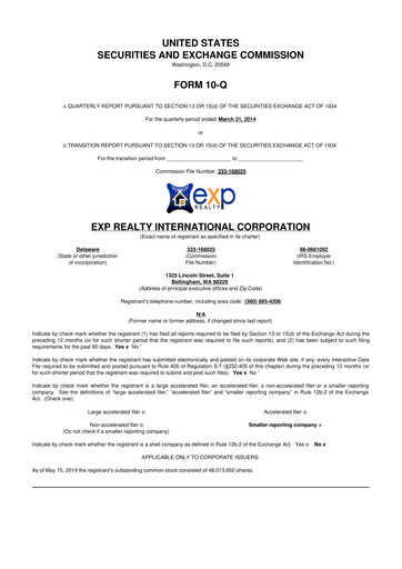 Thumbnail eXp World Holdings
 10-Q Quarterly Report FY2014 