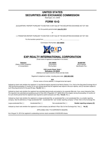 Thumbnail eXp World Holdings
 10-Q Quarterly Report FY2014 