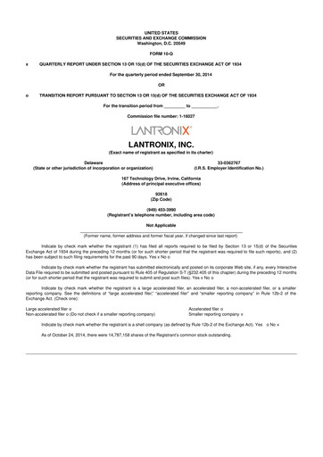 Thumbnail Lantronix 10-Q Quarterly Report FY2015 