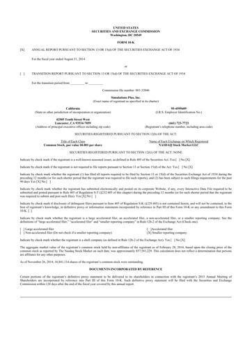 Thumbnail Simulations Plus
 10-K Annual Report 2014