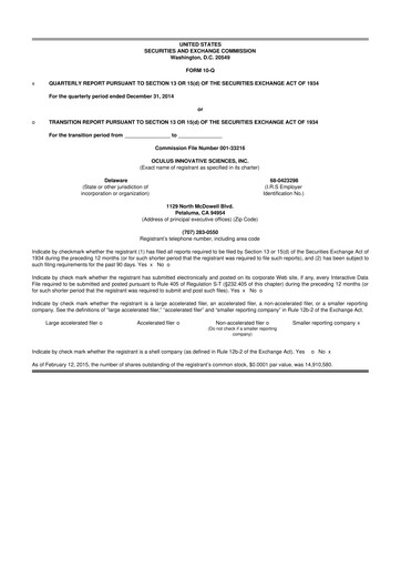 Vorschaubild Sonoma Pharmaceuticals 10-Q Quartalsbericht 2015 