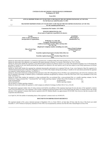 Thumbnail Xenetic Biosciences 10-K Annual Report 2014