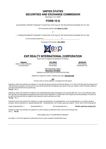 Thumbnail eXp World Holdings
 10-Q Quarterly Report FY2015 