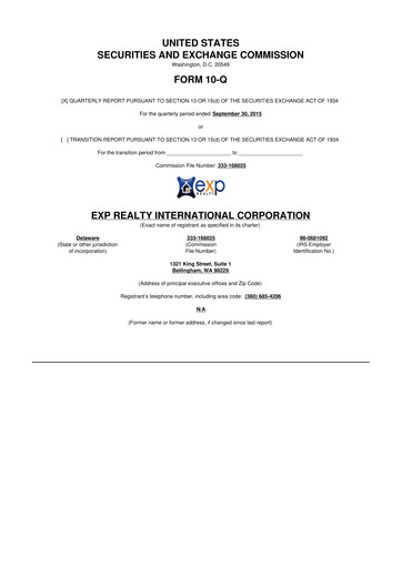 Thumbnail eXp World Holdings
 10-Q Quarterly Report FY2015 