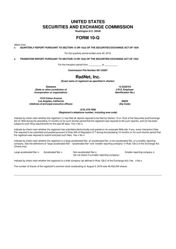 Thumbnail RadNet 10-Q Quarterly Report FY2016 