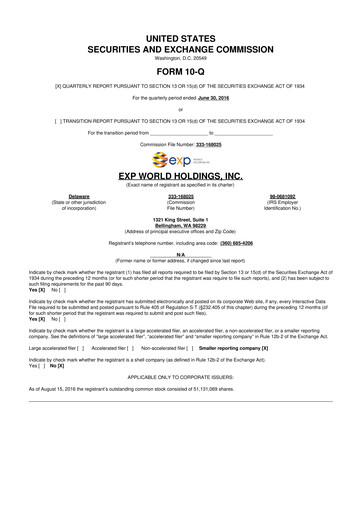 Thumbnail eXp World Holdings
 10-Q Quarterly Report FY2016 