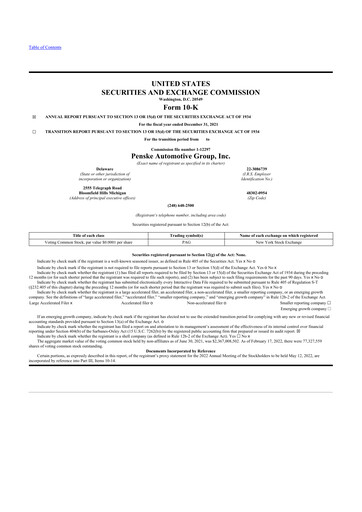 Thumbnail Penske Automotive Group 10-K Annual Report 2021